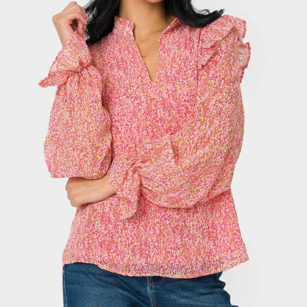 NWT Gibsonlook ruffle detail blouse. Size M.